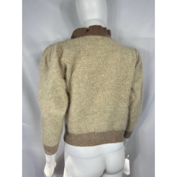 1970's Tan/Cream Angora, Horizontal Striped Sweater - Picture 5 of 5